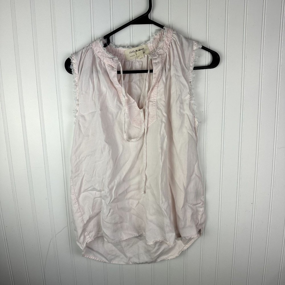 Cloth & Stone Blouse Sleeveless Frayed Edges Size XS Light Pink